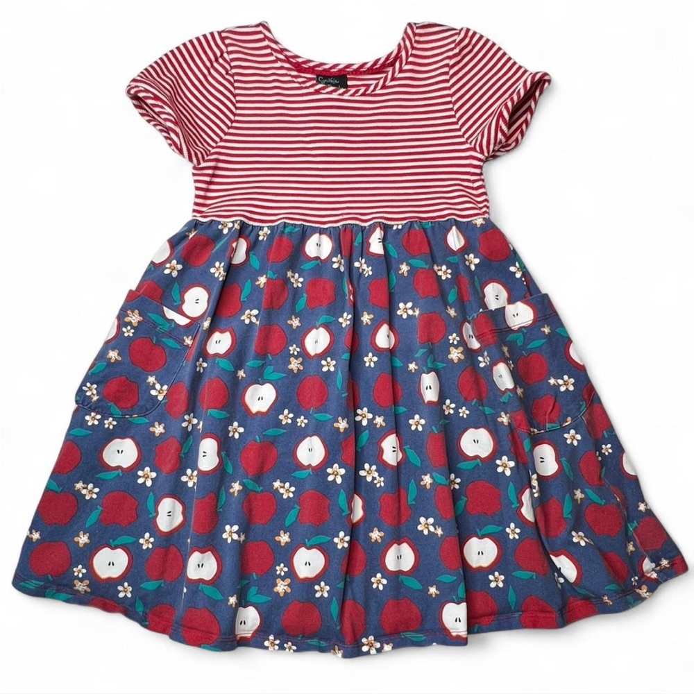 Cynthia Rowley Red and White Striped Top with Apples